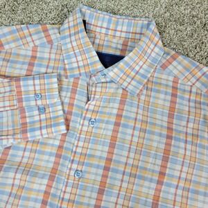 David Donahue Fusion Performance Mens Large Multicolor Plaid Button Up LS